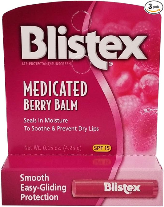 Blistex Medicated Lip Balm, Spf 15, Berry, .15-Ounce Tubes (Pack of 3)-VivaGrace Women