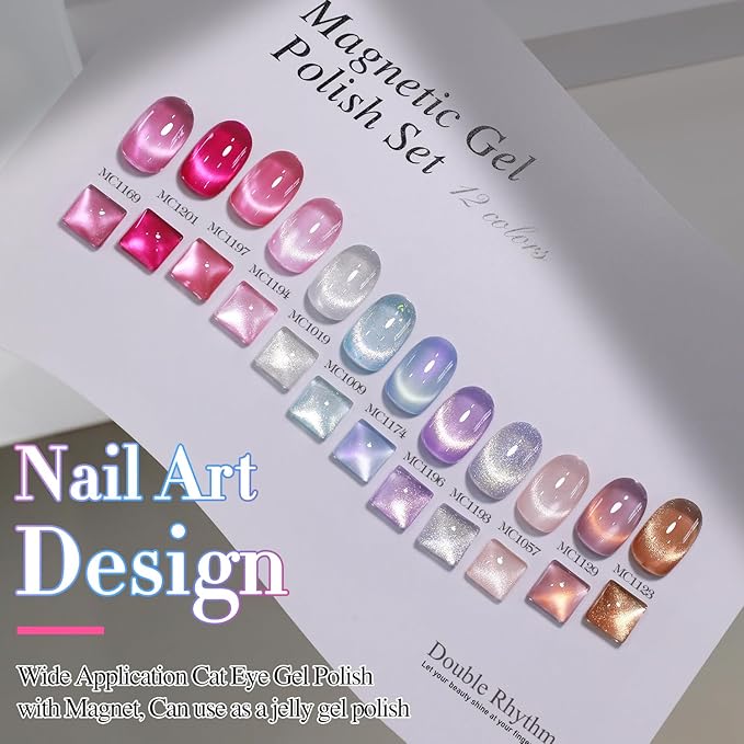Double Rhythm 28Pcs 0.5Oz Cat Eye Gel Nail Polish Set Same Color Same Bottle Soak Off Magnetic Gel Polish Kit Nail Art Manicure Salon DIY at Home (Silver Gold Red Black-T24-7)-VivaGrace Women