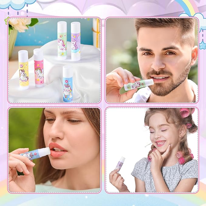 100 Pcs Unicorn Party Favors Lip Balms Bulk for Kids Birthday Party Moisturizing Lip Balm for Unicorn Themed Celebration Gifts Lip Care Products for Classroom Rewards Favor Party Supplies-VivaGrace Women