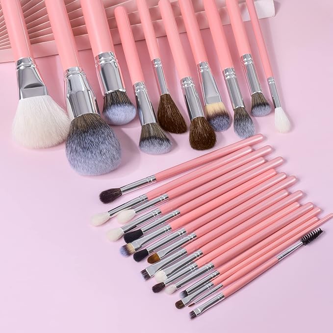 Bueart Design Makeup Brushes Set 26pcs Real Natural Goat Hair Professional labeled Foundation Face Blending Blush Concealers Eyeshadow Brush Set(26Pcs Pearl Pink)-VivaGrace Women