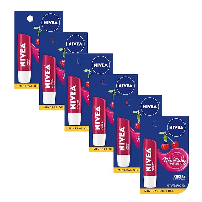 NIVEA Cherry Lip Care - Tinted Red for Beautiful, Moisturized Lips - .17 oz. Stick (Pack of 6)-VivaGrace Women