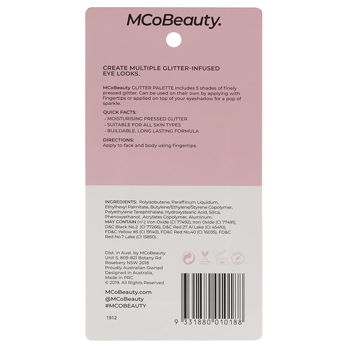 MCoBeauty Glitter Palette - Add A Touch Of Sparkle To Your Eyes - With 5 Different Wearable Shades - Flexible Formula Blends Easily - Can Be Worn Alone Or On Top Of Eyeshadow - 1 Pc-VivaGrace Women
