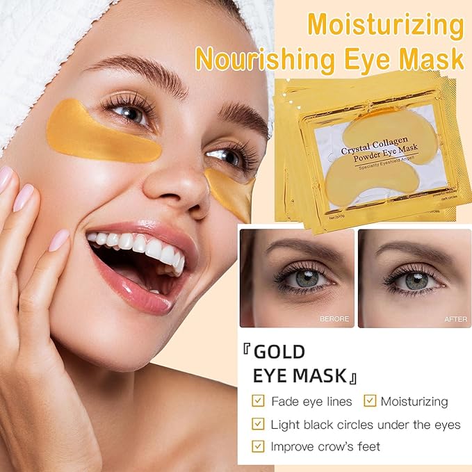 30 Pairs Cherry Lip Masks & 24K Gold Under Eye Patches, Gel Crystal Collagen Lip & Eye Patches for Puffy Eyes, Effectively Moisturizing Nourishes Lip & Eye Skin for Reducing Fine Lines & Dark Circle-VivaGrace Women