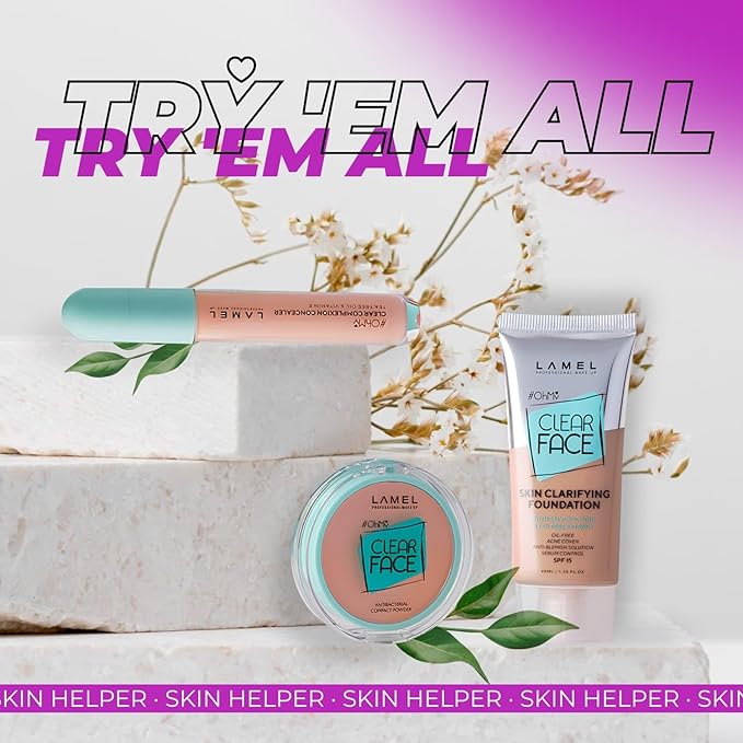 Lamel- Oh my Clear Face Foundation- SPF15-407 Meiduim Tan | Contains tea tree extract and salicylic acid |Controls sebum production |Anti-blemish formula |SPF 15 |Oil free foundation | 40ml-VivaGrace Women
