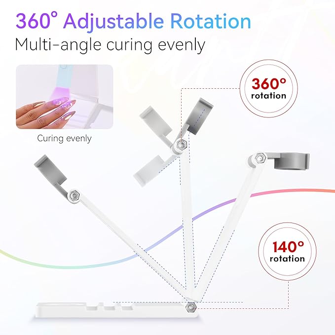 Makartt UV Nail Lamp Stand: Foldable, 360° Adjustable Rotation, Portable, Handsfree, Convenient for Gel Nails Polish Painting Home Salon Manicure-VivaGrace Women