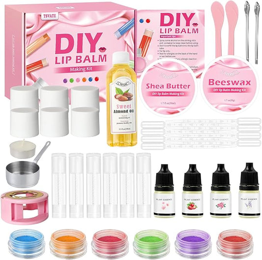 TSVATE DIY Lip Balm Kit, 47Pcs Lip Balm Making Kit for Kids, Make Your Own Lip Balm, DIY Lip Care Kit by Multi-flavor and Multicolored, DIY Makeup Set for Birthday Gift-VivaGrace Women