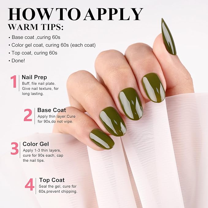 Imtiti Green Gel Nail Polish, 1 Pcs 15ml Olives Green Color Autumn Winter Gel Polish UV LED Cure Nail Art Manicure Salon DIY Gift for Women Girl