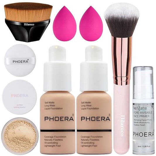 PHOERA Foundation, Full Coverage Foundation, PHOERA Primer, PHOERA Powder, PHOERA Makeup Set, Kabuki Makeup Brushes Foundation Brush Powder Brush,2 Pcs Makeup Sponge(2 PCS 103- Warm peach)-VivaGrace Women