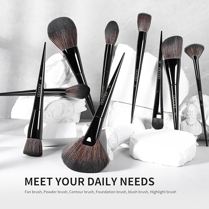 Docolor Makeup Brushes Set Professional 30Pcs Obsidian Makeup Brushes Premium Synthetic Powder Kabuki Foundation Contour Blush Concealer Eye Shadow Blending Eyeliner Crease Eyebrow Make Up Brush Kit-VivaGrace Women