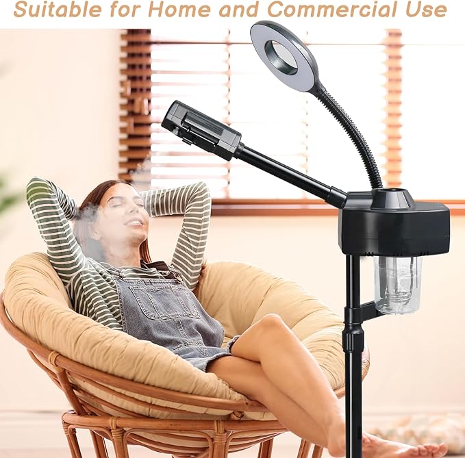 Winado 2 in 1 Professional Facial Steamer with 5X Magnification Lamp & Touch Screen, Esthetician Steamer Humidifier Face Spa Mist Steam for Home Beauty Salon, Personal Skin Care Deep Cleaning, Black-VivaGrace Women
