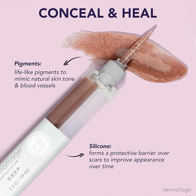 Dermaflage Scar Filler Kit - Deep - Deep Scar Cover and Waterproof Concealer for Acne Scars Wrinkles, and Ice Pick Scars Makeup, 1 mo supply