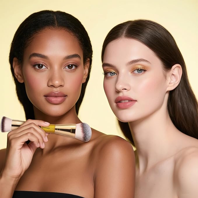 DUcare Foundation Brush Contour Bronzer Makeup Brush Double Ended Self Tanner Brush Sculpting Brush for Blending Liquid Powder Concealer Cream Cosmetics Blush Buffe-VivaGrace Women