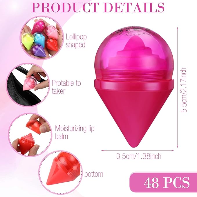 48 Pcs Ice Cream Party Decorations Lip Balm New School Classroom Gift for Preschool Toddler Back to School Exchange Party Favors Fruit Taste Lip Care Gift Birthday Gift Moisturizing Lip Balms-VivaGrace Women