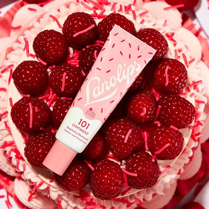 Lanolips 101 Delicious Rasberry Shortcake - Lip Balm with Vitamin E Oil and Lanolin for Lip Hydration - Naturally Flavored Lanolin Lip Balm for Very Dry Lips - Dermatologist Tested (.35 Oz)-VivaGrace Women