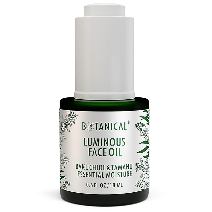 Botanical Luminous Face Oil | Skin Rejuvenating Tamanu & Bakuchiol w/Gua Sha Lift Scraper | Organic, Pure, Natural Skincare (0.6 fl oz | 18 ml)-VivaGrace Women