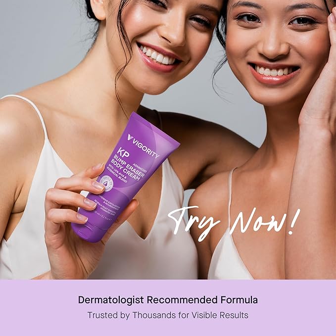 Vigority Keratosis Pilaris Treatment Cream with Lactic Acid – KP Body Bump Exfoliating Moisturizer for Rough, Bumpy, Dry & Flakey Skin, Strawberry Legs – 5.1 Oz-VivaGrace Women