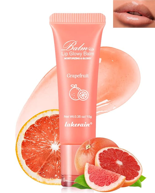 Moisturizer Lip Glowy Balm, Hydrating & Nourishing Repair Sleeping Lip Mask, Shine Glossy Finish Lip Oil,Day and Night Smooth Cracked Chapped Dry Lips,Lip Care Therapy Treatment for Women-3#Grapefruit-VivaGrace Women