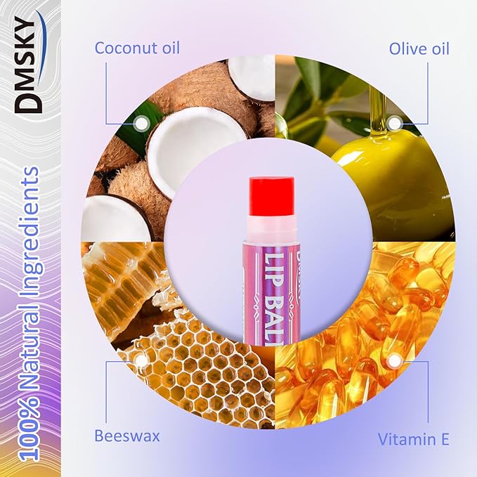 Dmsky Lip Balm 30 Pack, Colorful Lip Balm Bulk with Vitamin E and Coconut Oi, Hydrating Moisturizing Lip Balm Set for Men Women- 15 Flavors-VivaGrace Women