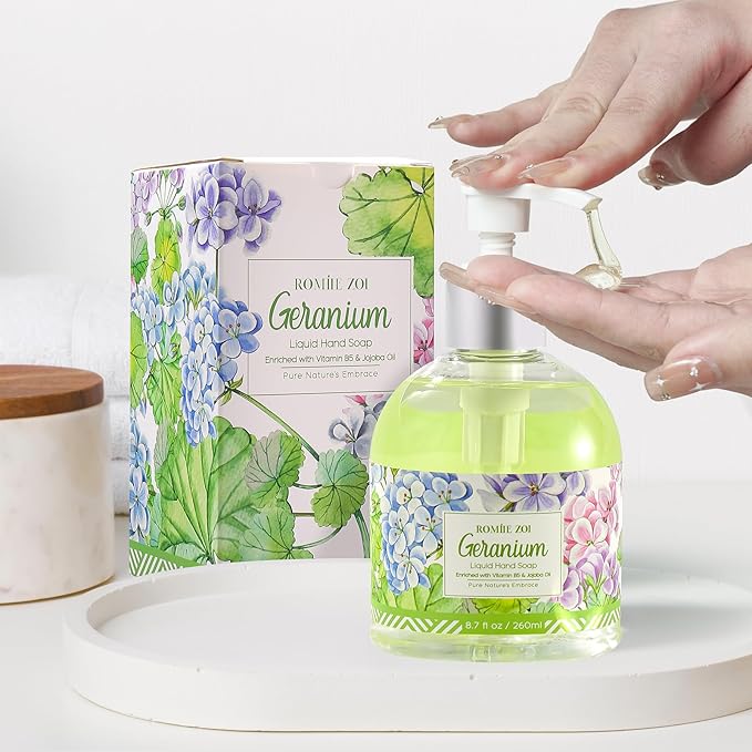 Liquid Hand Soap with Gift Box - Geraniumt - 260ml/ 8.7 fl.oz (Pack of 3)
