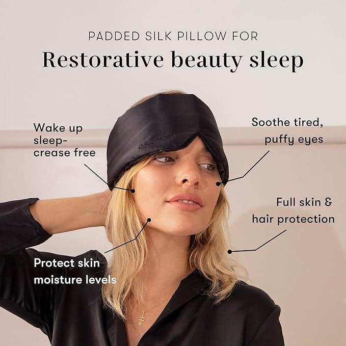 DROWSY Silk Sleep Mask. Face-Hugging, Padded Silk Cocoon for Luxury Sleep in Total Darkness. (Black Jade)-VivaGrace Women
