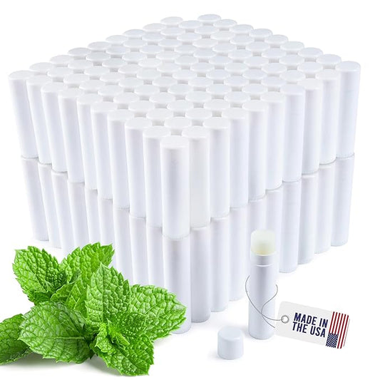 Lip Balm Bulk Unlabeled - Made in USA Bulk Chapstick - Natural Ingredients Vitamin E Shea Butter - Custom Chapstick Bulk For Party & Wedding Favors (200 Count, Peppermint)-VivaGrace Women