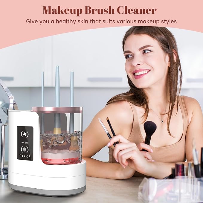 3 IN 1 Electric Makeup Brush Cleaner Machine With Makeup Brush Dryer-Holder-Portable Automatic USB Cosmetic Brushes Cleaner Tool for All Size Beauty Makeup Brush Set,Contour, Eyeshadow, Blush Brush-VivaGrace Women