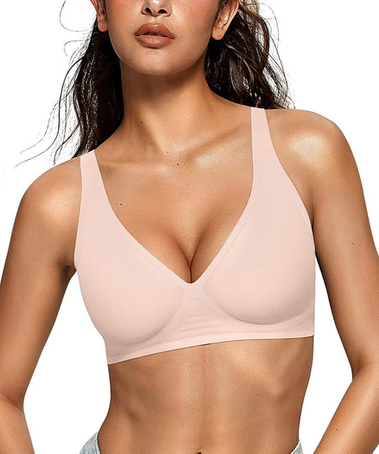 OEAK Womens Deep V Bras Wireless Comfortable Bra Supportive No Underwire Bras Tshirt Push Up Bralettes Plunge Seamless Bra-VivaGrace Women