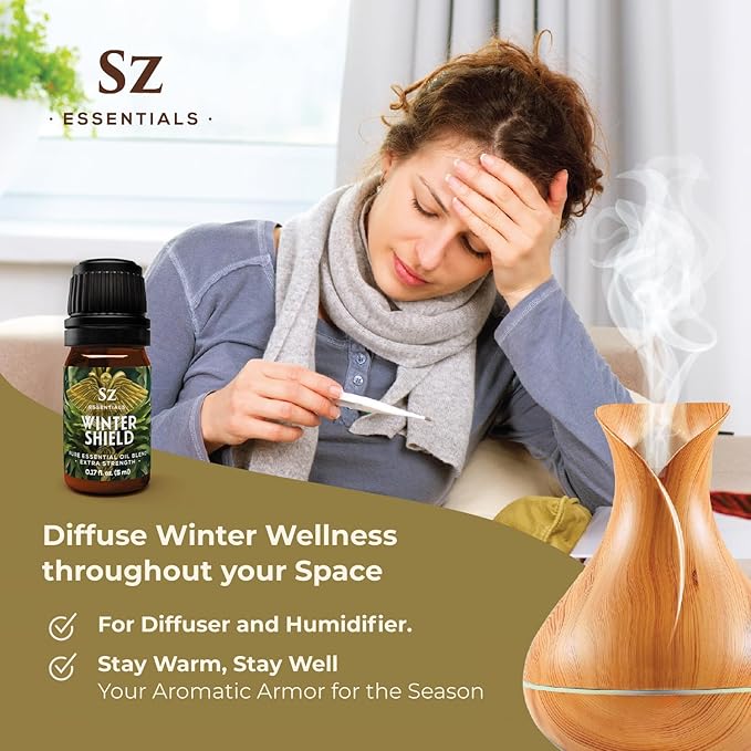 Winter Shield Essential Oil Blend for Diffuser and Humidifier - Extra Strength Protective Seasonal Defense - 100% Pure, Natural & Undiluted - Therapeutic Grade & Vegan - 0.17 oz (5ml)-VivaGrace Women