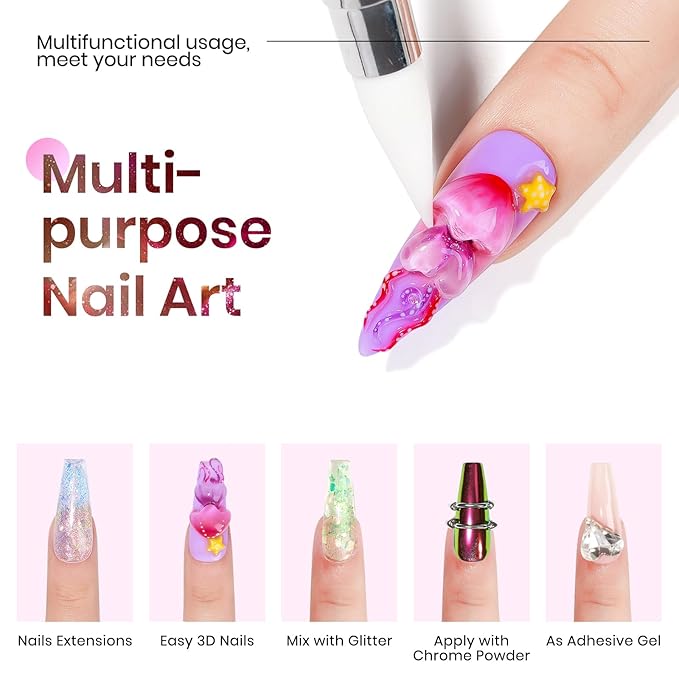 MIZHSE 2PCS Solid Builder Gel for Nails: 30g/1oz Clear & Pink Glitter Hard Gels for Nails 3D Gel with Dual Forms 3D Silicone Mold Soak off U V Builder Gels for Nail Art Manicure Home DIY-VivaGrace Women