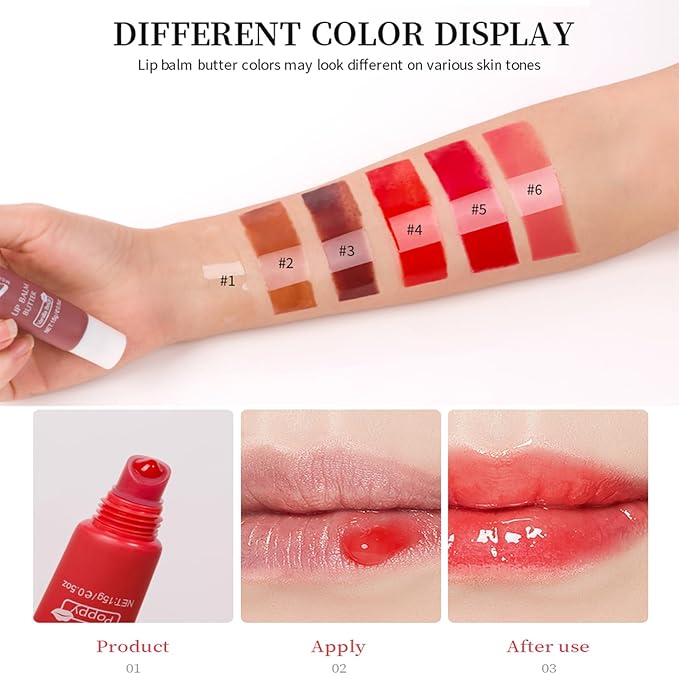 Lip Glowy Balm Butter Lip Balm Plumps Moisturizing Hydrating Lip Mask Repair Moisturizer Lips Care Lip Treatment for Dry Cracked Lip, Glossy Finish, Vegan Tinted Lip Balm Chapstick (#3 Brown Sugar)-VivaGrace Women