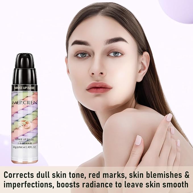 Primer Face Makeup Base, 3 In 1 Isolation Cream Color Corrector, Makeup Primer Skin Tone Correcting and Brightening Primer, Oil Control Moisturizing Face Primer to Hide Wrinkles and Fine Lines-VivaGrace Women