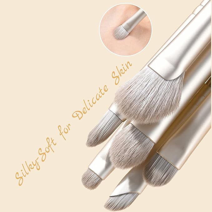 Eyeshadow Makeup Brushes Set with Case 8 PCS Soft Synthetic Hairs Eye Makeup Brushes for Blending Eyebrow Eyeliner Eyeshadow （Silver）-VivaGrace Women