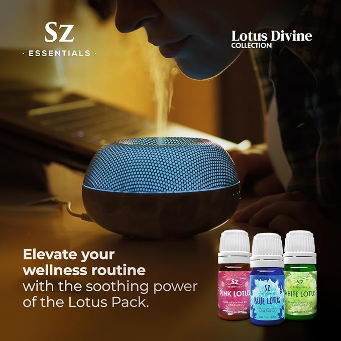 Divine Essential Oils Collection - Blue, Pink, White Lotus - Set of 3 Bottles (0.17 Fl Oz - 5ml Each) - 100% Pure, Natural & Undiluted - Therapeutic Grade & Vegan-VivaGrace Women