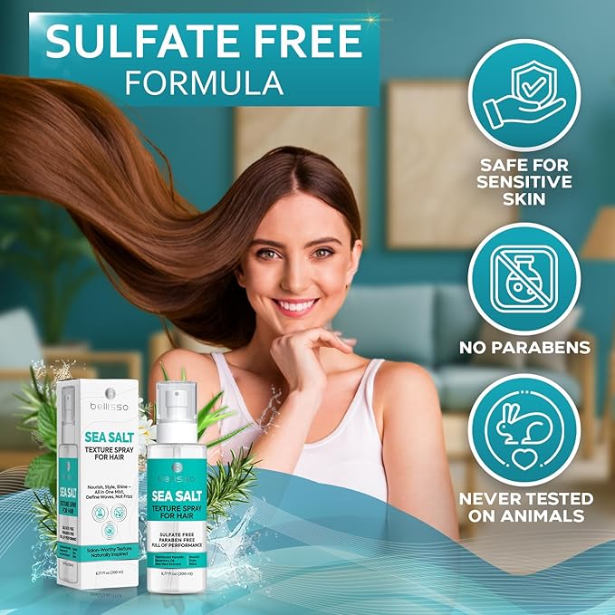 Sea Salt Spray - Dry Hair Texture for Women and Men - Products for Volume for Fine, Wavy and Curly Hair - Thickening, Texturizing and Light Volumizing Effect - Alcohol Free Formula - Travel Size-VivaGrace Women