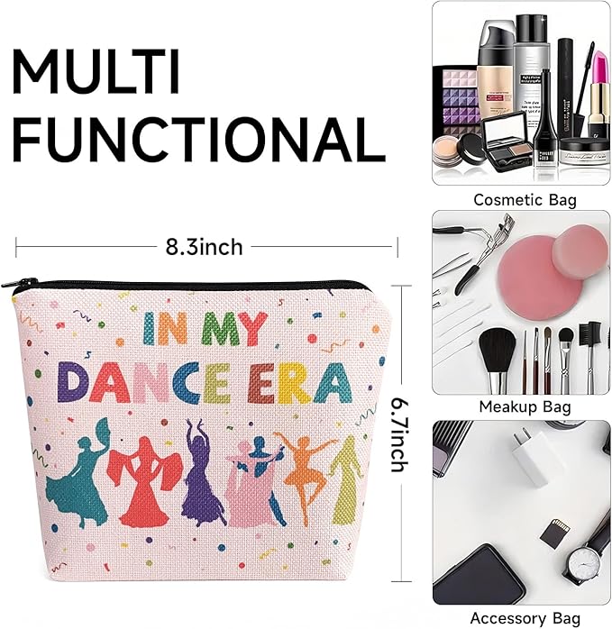 My Dance Era Canvas Zipper Cosmetic Bag, Small Makeup Bag for Women, Friends, Daughter, Sister for Dancers, Dancer Birthday Gifts for Girls (Pink)-VivaGrace Women