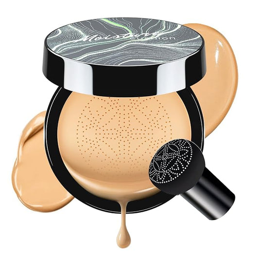 Air Cushion CC Cream Foundation - Mushroom Head BB Creams, Long Lasting Concealing Brightening, Moisturizer Face Cream,Facial Skin Care Makeup For All Skin Types (Buff Beige)-VivaGrace Women
