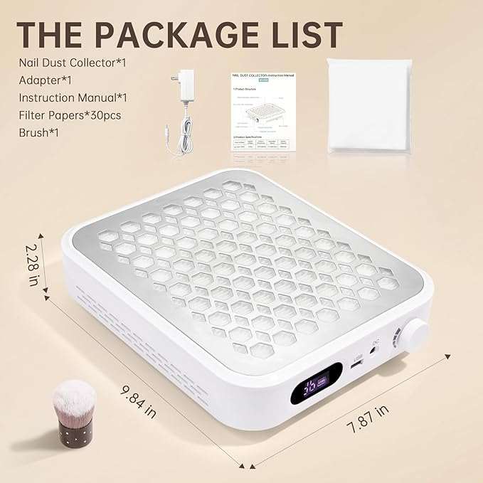 Nail Dust Collector, Rechargeable Dust Collector Nail Tech, Powerful Vacuum Fan Vent Dust Collector Extractor Dust Suction Machine for Acrylic Nails Polishing, Nail Salon&Home-VivaGrace Women