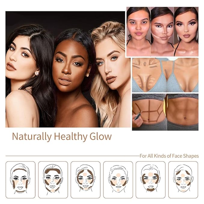evpct 2In1 Face Cream Contour Stick Makeup Highlighter Highlight Brown Creme Cheek Contour Sticks contorno en crema Bronzer Bronzing Foundation Stick Kit Illuminator Long Lasting,02 Pearl White Coffee-VivaGrace Women