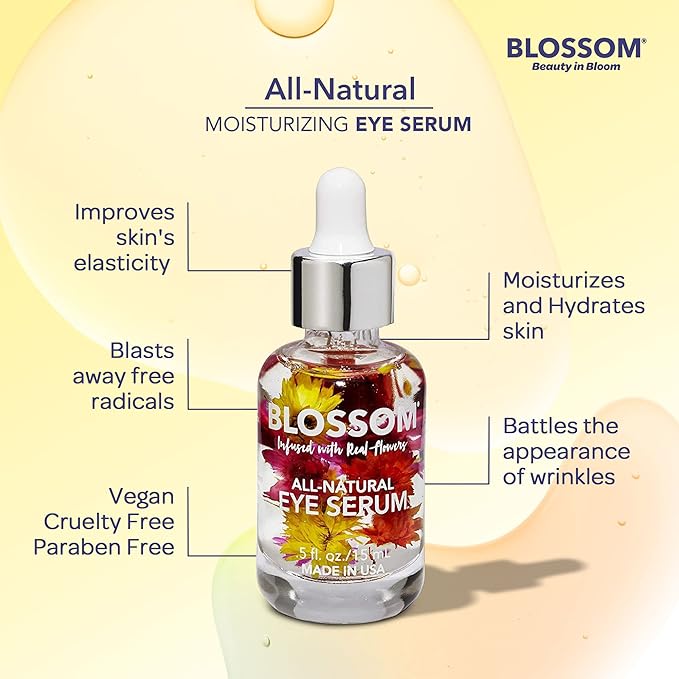 Blossom All Natural Organic Cruelty Free Moisturizing Eye Serum with Essential Oils, Infused with Real Flowers, Made in USA, 0.5 fl. oz., Summer Breeze-VivaGrace Women