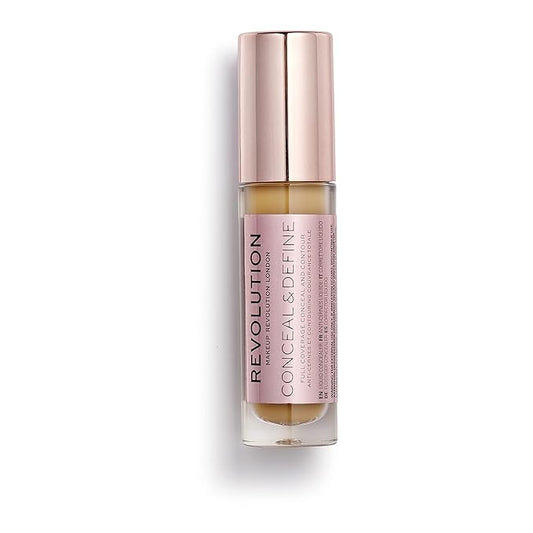 Makeup Revolution Conceal and Define Concealer, Full Coverage & Matte Finish, C12.2 for Medium/Tan Skin Tones, Vegan & Cruelty-Free, 0.7 Fl Oz-VivaGrace Women