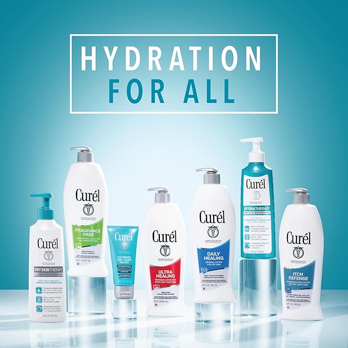 Curel Ultra Healing Intensive Fragrance-Free Lotion For Extra-Dry Skin, Ideal for Sensitive Skin, Cruelty Free, Paraben Free, Dermatologist Recommended, 6 Oz, Pack of 3-VivaGrace Women