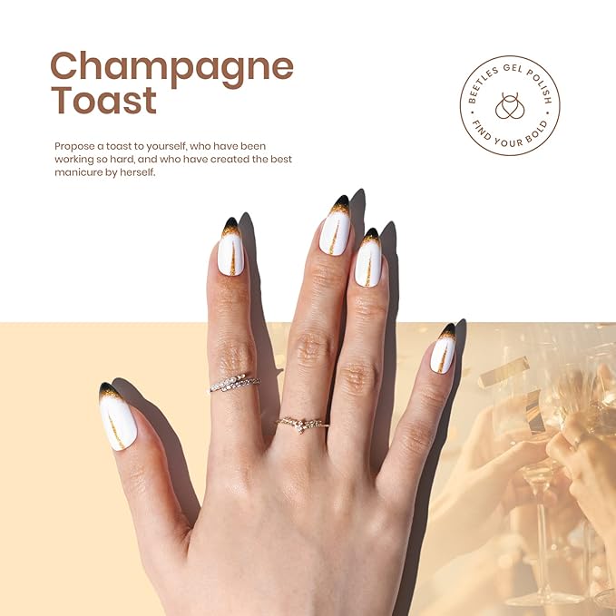 Beetles Shimmer Gel Nail Polish Set, 6 Colors Black White Polish Gel Silver Rose Gold Glitter Fall Nail Polish Soak Off Uv Lamp Nail Art Manicure Salon Gifts for Her Women-VivaGrace Women