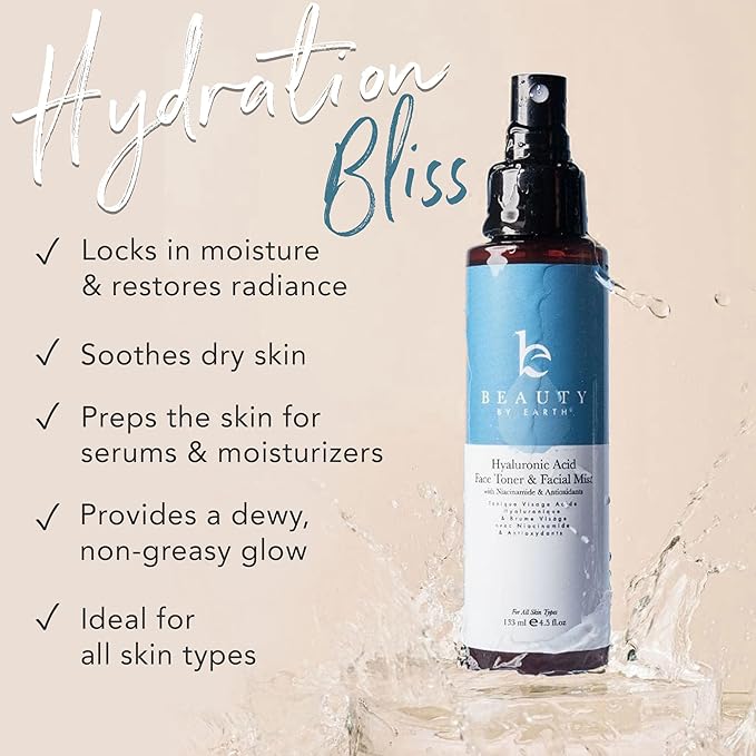 Hyaluronic Acid Toner for Face - USA Made with Natural & Organic Ingredients, Hydrating Toner with Niacinamide, Softens and Smoothes Dry & Sensitive Skin, Fragrance-Free Skin Care Spray-VivaGrace Women