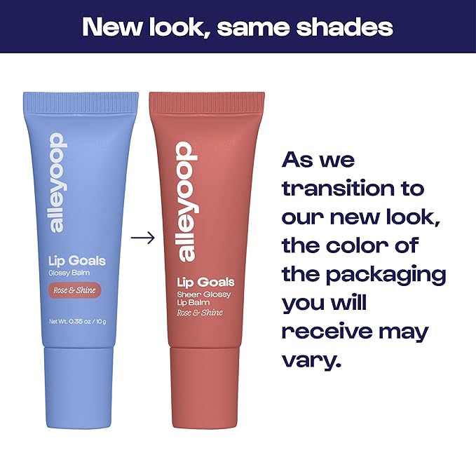 Alleyoop Glossy Lip Balm - Lip Goals, Rose & Shine (Sheer Dusty Rose) - Hydrating & Moisturizing Lip Care for Cracked Lips - Natural Plumping Lip Moisturizer That Smooths, Soothes, & Protects - Vegan-VivaGrace Women