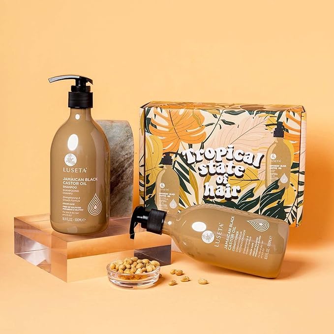 Luseta Castor Oil Shampoo and Conditioner Set Strengthen and Cleanse Thin Hair Restore Damaged Hair Sulfate Free for Men & Women 16.9oz*2-VivaGrace Women