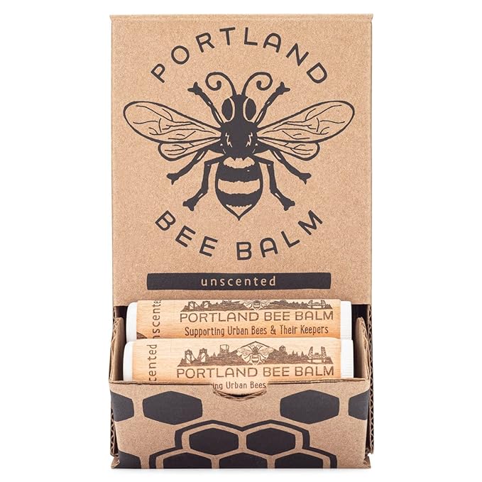 Portland Bee Balm All Natural Handmade Beeswax Based Lip Balm, Unscented 24 Count-VivaGrace Women