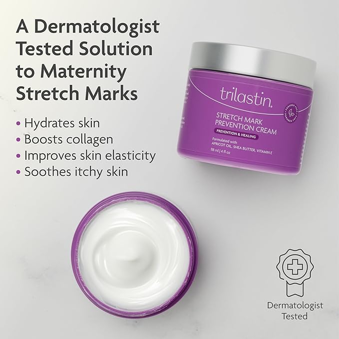 TriLASTIN Maternity Stretch Mark Cream for Pregnancy - 4 fl oz - Paraben-Free & Hypoallergenic - Prevents Stretch Marks & Improves Elasticity - Shea Butter & Belly Cream for Pregnant Women-VivaGrace Women