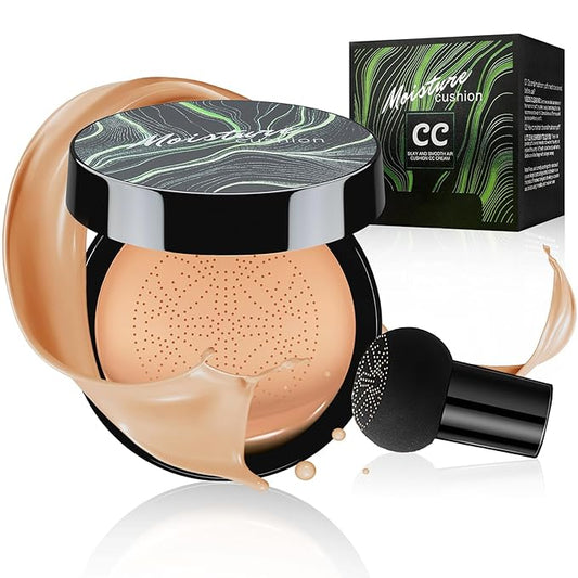 Mushroom Head Air Cushion CC Cream Foundation - Moisturizing & Long-Lasting BB Cream Concealer Makeup Base for All Skin Types, Brighten Long - Lasting Even Color Correcting Concealer (Medium Deep)-VivaGrace Women