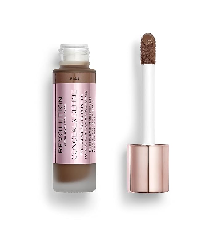 Makeup Revolution Conceal and Define Concealer, Full Coverage & Matte Finish, C17.5 for Dark/Deep Skin Tones, Vegan & Cruelty-Free, 0.7 Fl Oz-VivaGrace Women