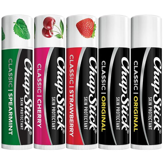 ChapStick Lip Care Bundle – Classic Collection 3-Pack with Spearmint, Cherry & Strawberry ChapStick + Classic Original Lip Balm, 0.15 Oz Ea (5 Piece Set)-VivaGrace Women
